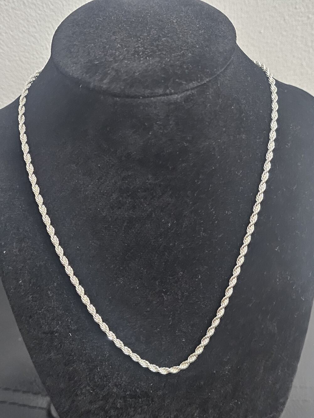 18in 925 Sterling Silver brass-2.0mm French Rope Chain Necklace
